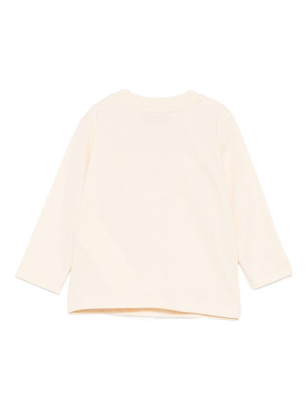 T-shirt per neonati Moschino Kids beige con motivo Teddy Bear ricamato - Rubino Kids