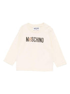 T-shirt per neonati Moschino Kids beige con stampa logo - Rubino Kids