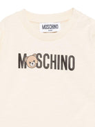 T-shirt per neonati Moschino Kids beige con stampa logo - Rubino Kids