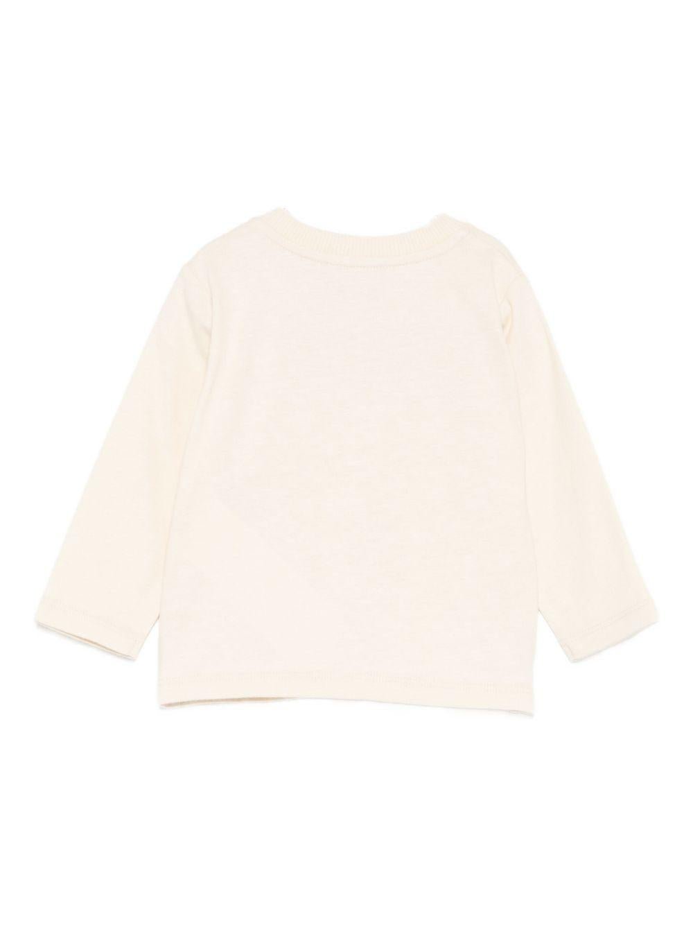 T-shirt per neonati Moschino Kids beige con stampa logo - Rubino Kids