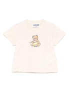 T-shirt per neonati Moschino Kids beige con stampa Teddy Bear - Rubino Kids