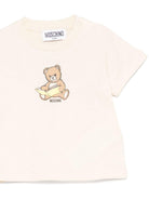 T-shirt per neonati Moschino Kids beige con stampa Teddy Bear - Rubino Kids