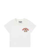 T-shirt per neonati Moschino Kids bianca con logo sul davanti - Rubino Kids