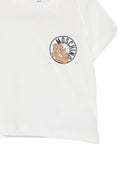 T-shirt per neonati Moschino Kids bianca con logo sul davanti - Rubino Kids