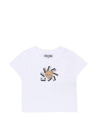T-shirt per neonati Moschino Kids bianca con motivo Teddy Bear - Rubino Kids