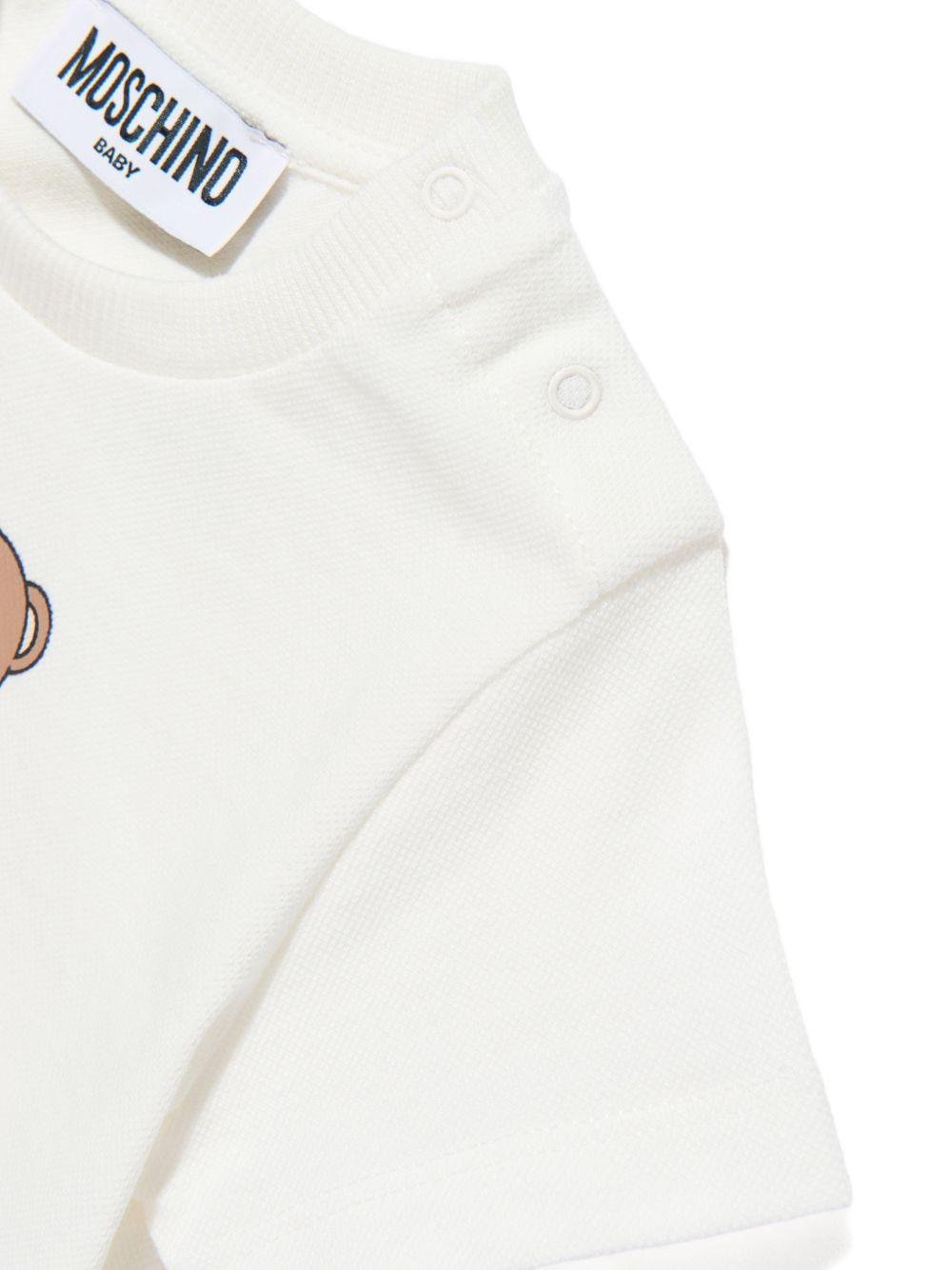 T-shirt per neonati Moschino Kids bianca con stampa orsetto - Rubino Kids
