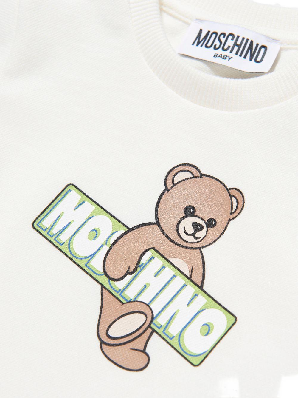 T-shirt per neonati Moschino Kids bianca con stampa orsetto - Rubino Kids