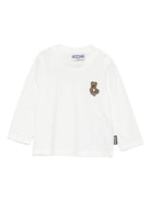 T-shirt per neonati Moschino Kids bianco con motivo Teddy Bear - Rubino Kids
