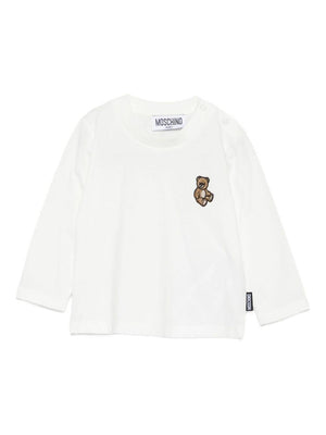 T-shirt per neonati Moschino Kids bianco con motivo Teddy Bear