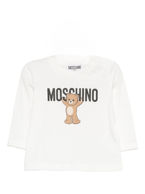 T-shirt per neonati Moschino Kids bianco con motivo Teddy Bear