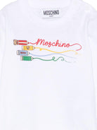 T-shirt per neonati Moschino Kids bianco con stampa a matita - Rubino Kids