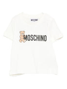 T-shirt per neonati Moschino Kids bianco con stampa logo - Rubino Kids