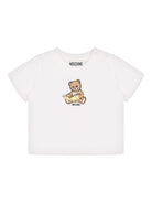 T-shirt per neonati Moschino Kids bianco con stampa teddy - Rubino Kids