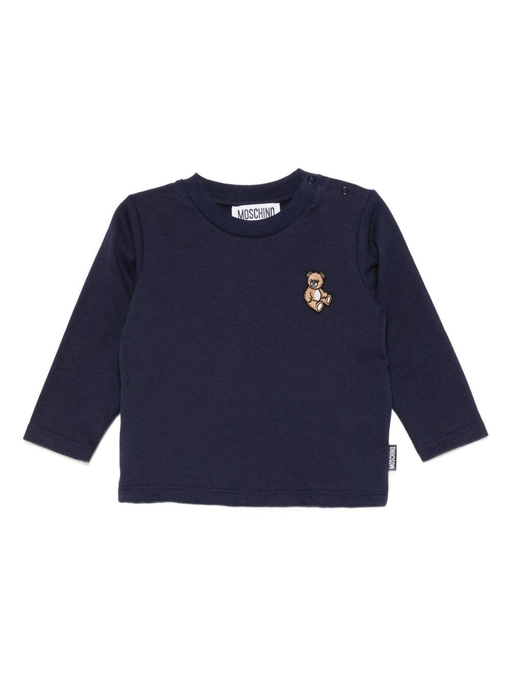 T-shirt per neonati Moschino Kids blu con motivo Teddy Bear - Rubino Kids