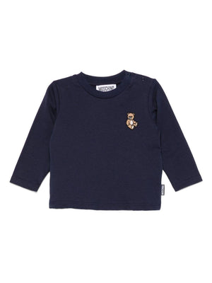 T-shirt per neonati Moschino Kids blu con motivo Teddy Bear