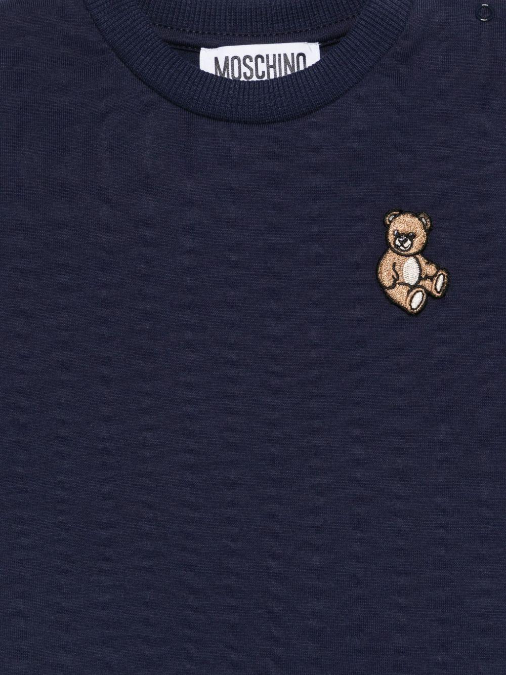 T-shirt per neonati Moschino Kids blu con motivo Teddy Bear - Rubino Kids
