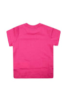 T-shirt per neonati Moschino Kids fucsia con stampa tre Teddy Bear sul davanti - Rubino Kids