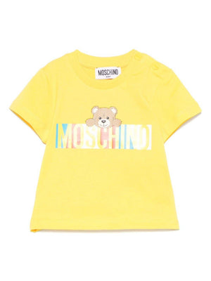 T-shirt per neonati Moschino Kids giallo con stampa Teddy Bear