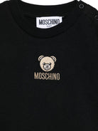T-shirt per neonati Moschino Kids nero con orsetto ricamato - Rubino Kids