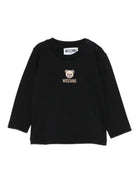 T-shirt per neonati Moschino Kids nero con orsetto ricamato - Rubino Kids