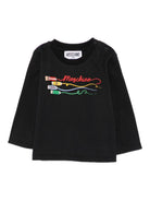 T-shirt per neonati Moschino Kids nero con stampa a matita - Rubino Kids