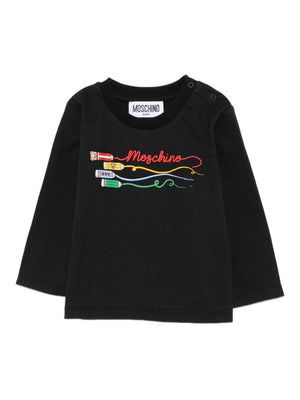 Moschino Kids black pencil print baby T-shirt