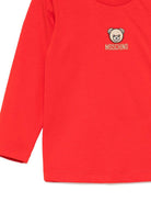 T-shirt per neonati Moschino Kids rossa con logo Teddy Bear sul davanti - Rubino Kids