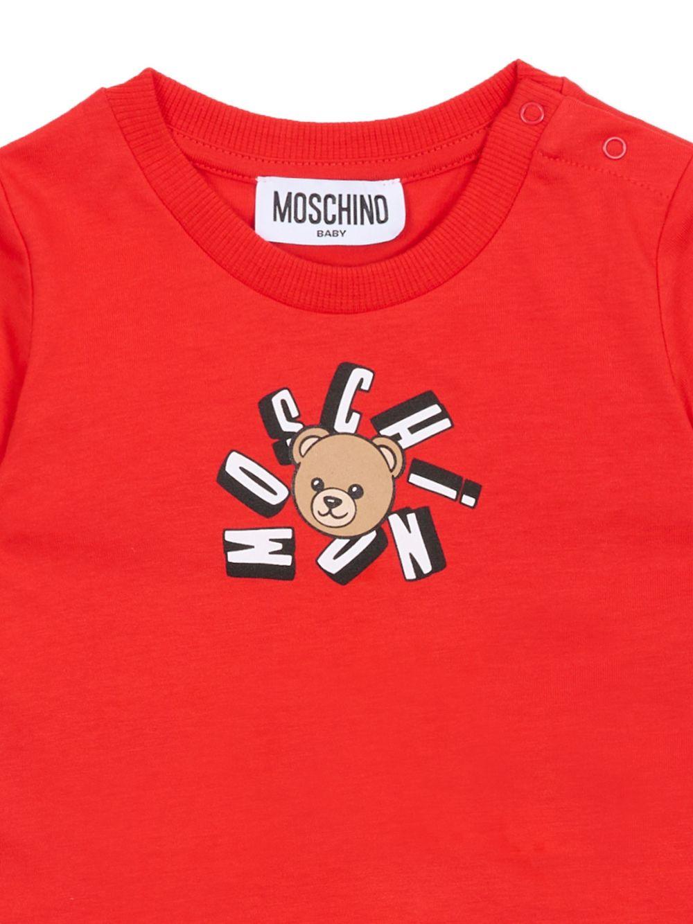 T-shirt per neonati Moschino Kids rossa con motivo Teddy Bear - Rubino Kids