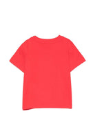 T-shirt per neonati Moschino Kids rossa con ricamo orsetto - Rubino Kids