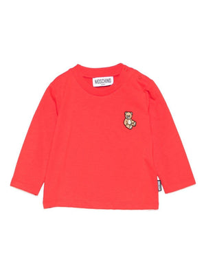 T-shirt per neonati Moschino Kids rosso con motivo Teddy Bear