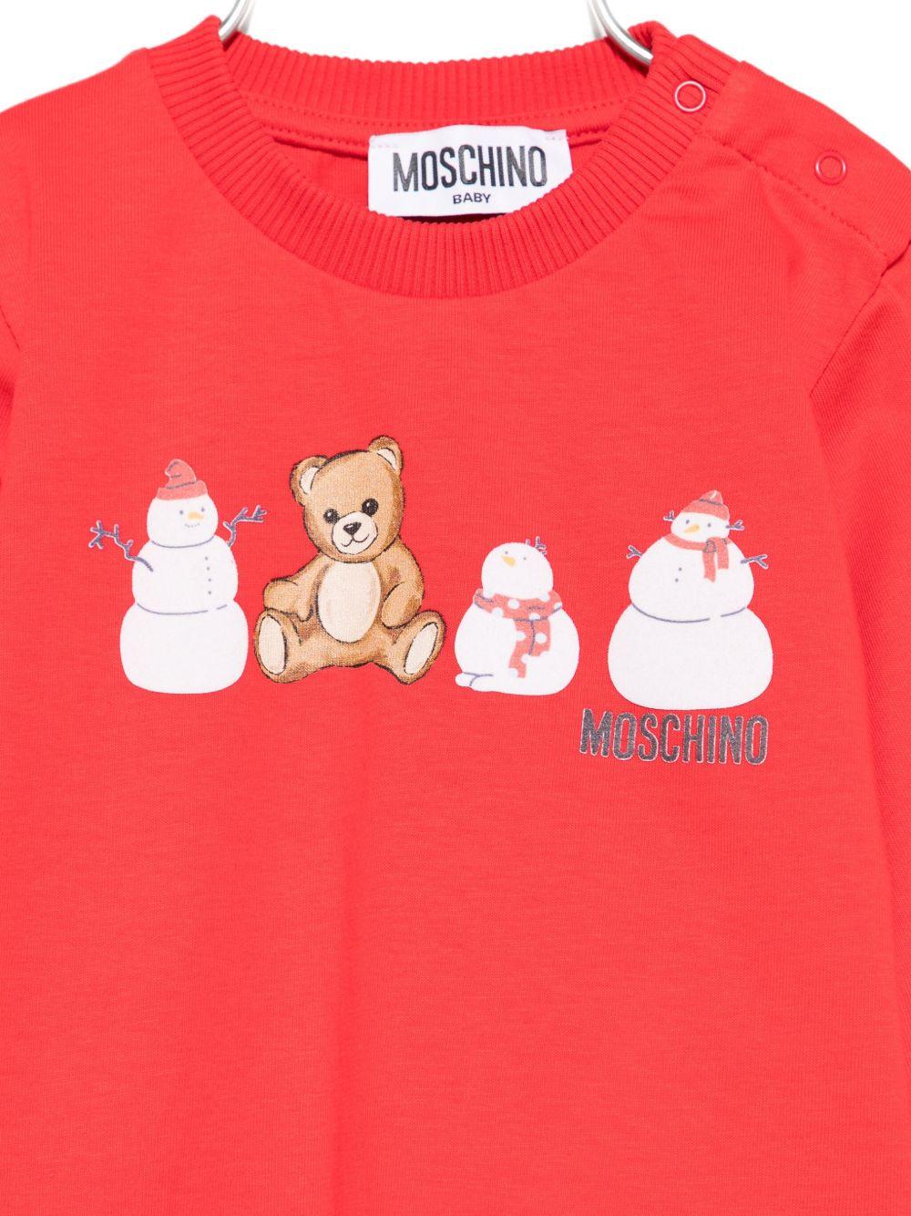 T-shirt per neonati Moschino Kids rosso con stampa grafica - Rubino Kids