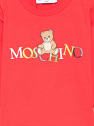 T-shirt per neonati Moschino Kids rosso con stampa logo - Rubino Kids