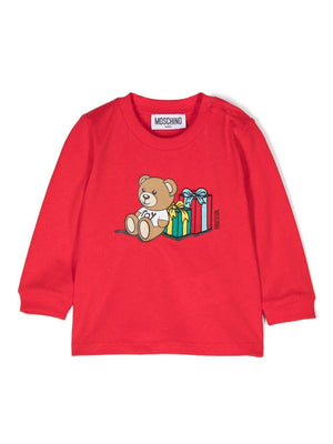 Moschino Kids red baby T-shirt with Teddy Bear print