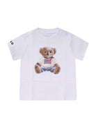 T-shirt per neonati Polo Ralph Lauren Kids bianca con stampa Polo Bear - Rubino Kids