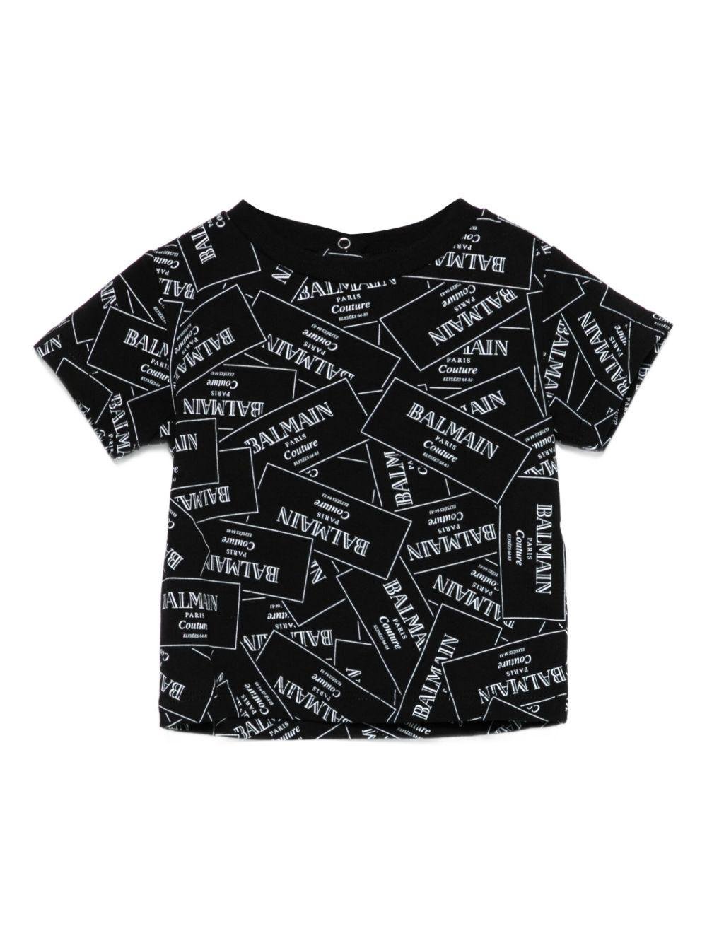 T-shirt per neonato Balmain Kids nero con logo - Rubino Kids