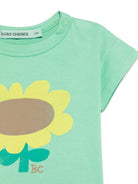 T-shirt per neonato Bobo Choses Sunflower verde con stampa girasole - Rubino Kids