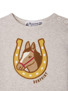 T-shirt per neonato Bonpoint beige con stampa ferro di cavallo - Rubino Kids