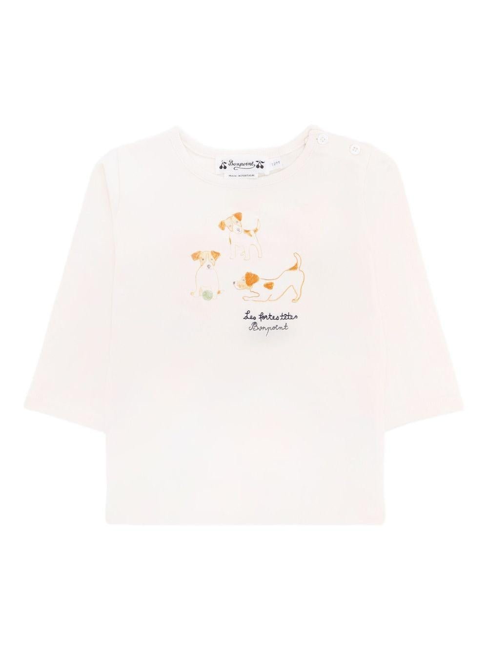 T-shirt per neonato Bonpoint bianca con stampa - Rubino Kids