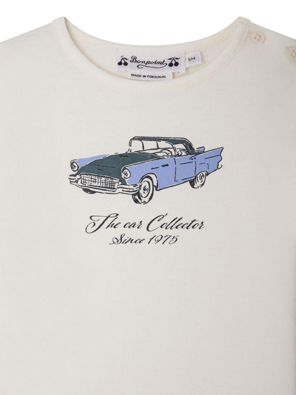 T-shirt per neonato Bonpoint bianco con stampa auto - Rubino Kids
