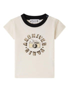 T-shirt per neonato Bonpoint Tom beige con bordi a contrasto - Rubino Kids