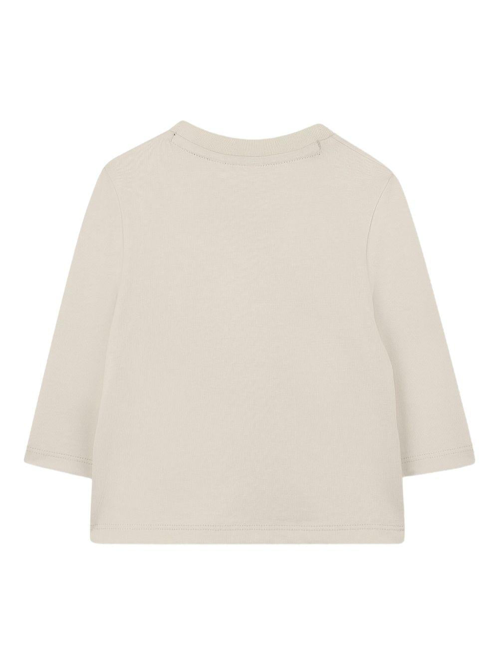 T-shirt per neonato Boss Kids beige con logo ricamato - Rubino Kids