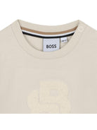T-shirt per neonato Boss Kids beige con logo ricamato - Rubino Kids