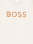 T-shirt per neonato Boss Kids beige con stampa con logo - Rubino Kids