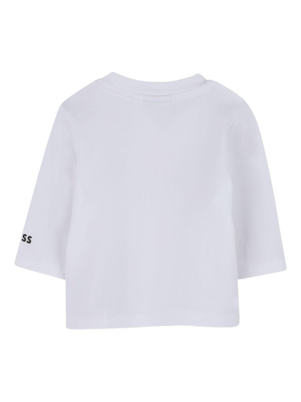 T-shirt per neonato Boss Kids bianca con maniche a 3/4 - Rubino Kids