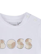T-shirt per neonato Boss Kids bianca con maniche a 3/4 - Rubino Kids
