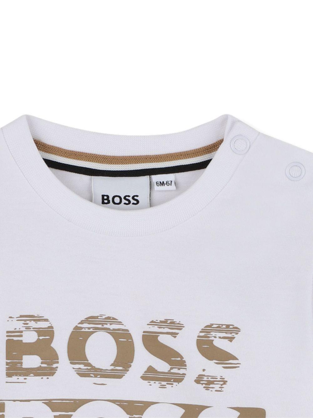T-shirt per neonato BOSS Kids bianca con stampa con logo - Rubino Kids
