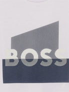 T-shirt per neonato Boss Kids bianca con stampa grafica sul davanti - Rubino Kids