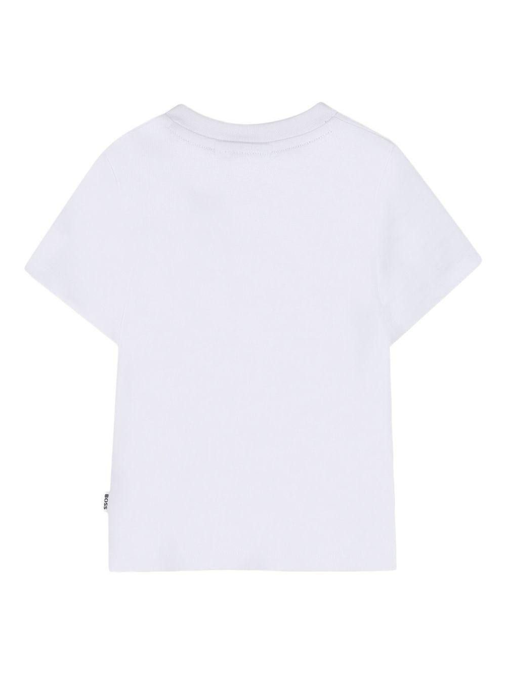 T-shirt per neonato Boss Kids bianca con stampa grafica sul davanti - Rubino Kids
