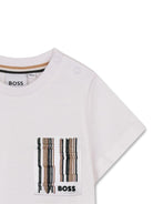 T-shirt per neonato Boss Kids bianca con taschino - Rubino Kids