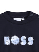 T-shirt per neonato Boss Kids blu con stampa sul logo sul davanti - Rubino Kids